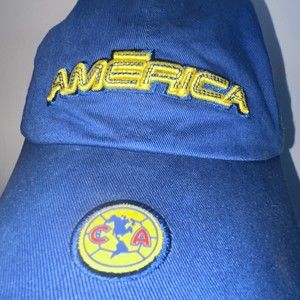 Club America Strapback Cap Hat Yellow/Navy/CA Logo soccer